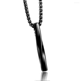 Pendant Necklaces 2023 Silver Color Men Spiral Necklace Stainless Steel Rectangle Minimalist Simple Personality Hip Hop Ins Men's Boys