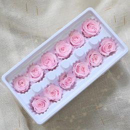 Decorative Flowers 12pcs/box Natural Preserved Fresh Dried Roses Head For Wedding Party Decoration Diy Gift Valentine'S Day Mother'S