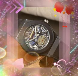mens hollow skeleton dial watches high quality automatic quartz battery movement Luminous Sapphire Glass Waterproof Dress Business Leisure wristwatches for men