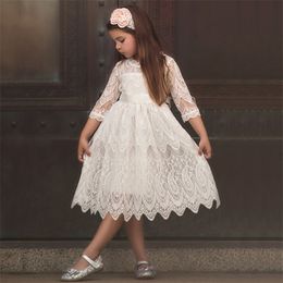 Girl's Dresses White Girls Ceremony Dress Formal Lace Wedding Dress Party Pageant Gown Dresses Girl Princess Dress Children Year Costume 230413