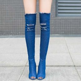 Boots Boots Women Thigh High Boots 2022 Winter Women Boots High Heels Women Shoes tassel jean boot ladies shoes AA230412