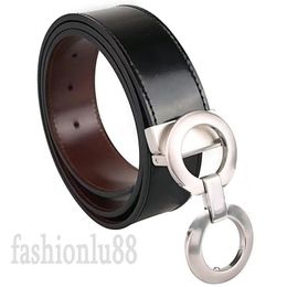 Mens belt trendy designer belts classic silver plated buckle black ceinture leather solid color fashion accessories business luxury belt convenient PJ004 C23
