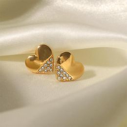 Stud Earrings 1 Pair Woman Girl Heart Shaped Zircon Earring Decoration Exquisite Ear Jewelry Wedding Daily Working