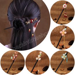 Antique Flower Hairpin Step Shake Tassels Elegant Hair Sticks Hair Chopsticks Chinese Bridal Wood Hairpin Wedding Hair Jewellery