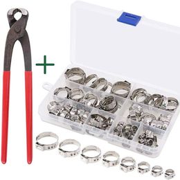 80pcs single ear stepless hose clamp 58-235mm pliers combination set 304 stainless steel ring for sealing Lvlij