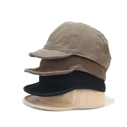 Ball Caps Japanese-Style Retro Short-Brimmed Peaked Cap Men's And Women's Washed Distressed Workwear Hat Soft Top Brim Baseball