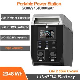 2048Wh LifePO4 Battery 640000mAh Rechargeable Power Bank 2000W Station Energie Portable Power Generator Outdoor Power Supply