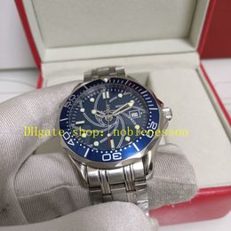 Mens Automatic With Box Watches Real Picture Men Blue Dial 41mm Limited Edition Professional 007 Casino Royale Stainless Steel Bracelet Mechanical Sport Watch