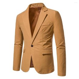 Men's Suits Vintage Male Blazer Solid Color Single Button Lapel Pocket Dinner Party Casual Suit Office Blazers For Men Coat Jacket Clothing