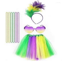 Hair Clips Colourful Mardi Gras Skirt Headwear For Theme Parties Necklace R7RF