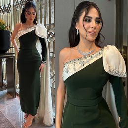 Dubai Arapça Resmi Elbise Kadınlar Zarif Şifon Döner Yüksek Boyun Cape Sarı Akşam Elbise Bir Omuz Vestido Longo Festa Mezuniyet Partisi Kulübü Balo Gowns