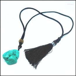 Pendant Necklaces 1PC Tassel Necklace With Green Turquois Pendants Simple Jewellery Good For Your Clothes Decoration 3 Types Of Designs Choice