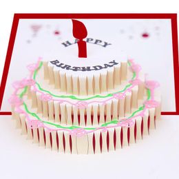 Greeting Cards 3D -Up Birthday Cake Card Anniversary Gifts Postcard Invitations Kids Wife Women Husband Gift