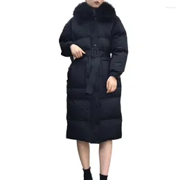 Women's Trench Coats Winter Jacket Autumn Black White Cotton-padded Long Female Thick Coat For Women Warm Sleeve Cotton Clothes