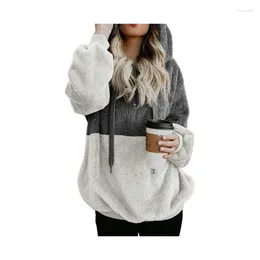 Women's Sweaters Woman Fashion Long Sleeved Loose Sweater Casual Clothing Autumn Rope Spliced Double Fleece Hooded Pullovers For Women