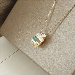 Luxury High-End Necklace Women's Diamond Carnelian Pendant 18K Rose Gold Chain Quality