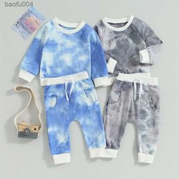 Clothing Sets Fashion Spring Autumn Newborn Baby Boys Girls Clothing Sets Tie Dye Print Long Sleeve Sweatshirts Pants