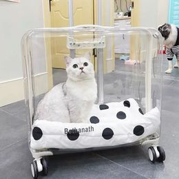Dog Lightweight transparent pet trolley case beauty box professional with wheels and expandable accessories 231110