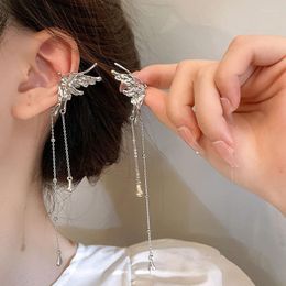 Backs Earrings Ins Liquid Butterfly Chain Tassel Drop Earring Punk Cool Bowknot Ear Bone Clip Cuff For Women Party Accessories Jewellery