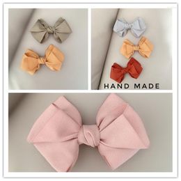 Hair Accessories 2/3pcs/set Handmade Sweet Cute Cloth Bow Barrette Red Pink Girls Solid Colour Hairpin Kids Clip