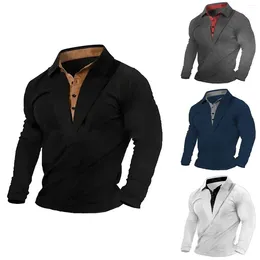 Men's Casual Shirts Fashion Spring And Autumn Long Sleeve Button Solid Colour Men Pack Tee Shirt Big Tall Mens