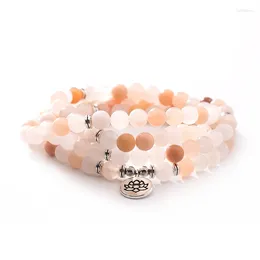 Strand Arrival 8mm Natural Donglin Stone Bracelet Buddhist 108 Mala Or Necklace Lotus OHM Buddha Pendant Yoga