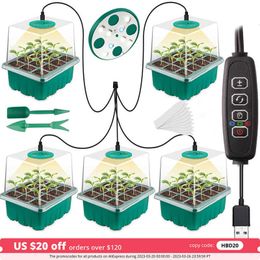 Grow Lights Full Spectrum LED Grow Light with Seedling Tray Plant Seed Starter Trays Greenhouse Growing Trays with Holes 12 Cell Per Tray P230413