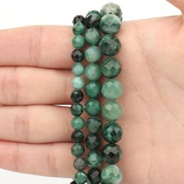 Loose Gemstones Wholesale Natural Green Mica Faceted Crafts Round Gems Beads For Jewelry Making Diy Bracelet 6mm 8mm 10mm 15inch