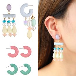 Stud Earrings Beading Resin Tassels Summer Sweet Romance Cute For Women Personality ABS Pearl Manual Fashion Jewellery
