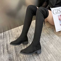 Boots New Women's Boots Thigh High Boots Female Winter Boot Women Over The Knee Boots Flat Stretch Sexy Fashion Shoes Riding Boots 43 AA230412