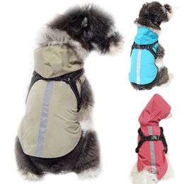 Dog Apparel Pet Waterproof Raincoat With Harness Clothes Outdoor Jacket For Small Medium Large Dogs