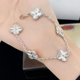 four leaf clover Bracelet Made of natural shells and natural agate Gold Plated 18K designer for woman T0P quality official reproductions brand premium gifts 001