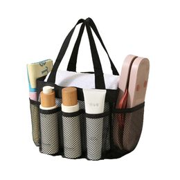Mesh Shower Caddy Bag Portable for Beach Bathroom Organization Storage Bags with 8 Pockets