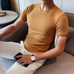 Men's T Shirts Thin T-shirt Solid Round Neck Korean Versatile Summer Youth Slim Short Sleeve Top Striped Shirt Gym Tactical