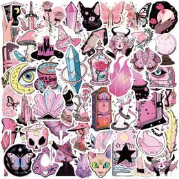 50Pcs Pink Witch Stickers Non-Random Waterproof Vinyl Sticker Laptop Skateboard Motor Water Bottle Snowboard Notebook Wall Car Decals Kids Gifts