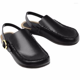 Sandals MeoxiDutti 2023 Spring Summer Women Fashion Metal Buckle Genuine Leather Thick-Soled Casual Black Simple Shoes