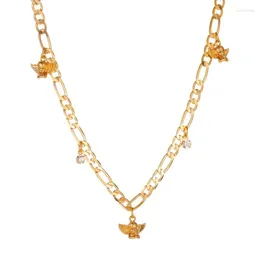 Pendant Necklaces Vintage Golden Chain On Neck Cute Baby Angle Bling Starry Clear Crystals Choker Charm Alloy Necklace For Women