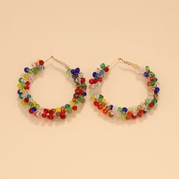 Hoop Earrings BLIJERY Bohemian Multicolor Beads Brincos Handmade Ethnic Style Big Circle For Women Jewellery Gift