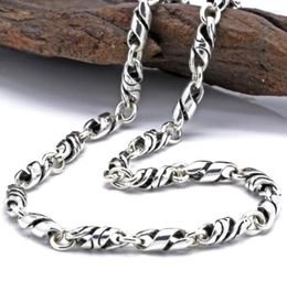 Chains Pure Silver 4mm Men's Retro Twisted Knot Necklace Chain Sterling 925 Jewellery