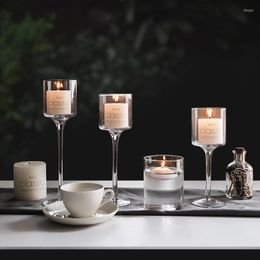 Candle Holders 3PCS Tall Glass Holder Votive Transparent Candlestick Tealight For Weddings Parties And Home Decor