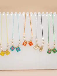 Pendant Necklaces Beaded Necklace Pearls Colourful Crosses Hearts Pattern Fashion Minimalist Hand-woven Adjustable Bohemian Rice Bead