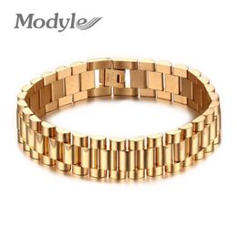 Modyle Men Bracelet Gold-color 22cm Chunky Chain Bracelets Bangles Stainless Steel Male Jewellery Gift C19041703300x