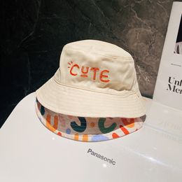 Caps Hats Double Sided Cute Letter Embroidered Children Boys Girls Fisherman Panama Cap Summer Outdoor Kids Sun Gorras 230412