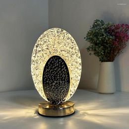 Table Lamps Acrylic Crystal Round Desk Lamp Romantic Atmosphere Bedside Cordless Dimmable Portable Touch Control Night Lights