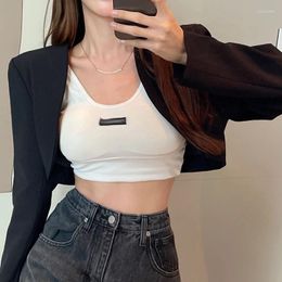 Women's Suits Cropped Blazers Women Leisure Chic Designed Spring Solid Office Ladies Minimalist Arrivals Korean Style Fashion All-match