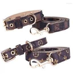 clephan Dog Collars Collar Leashes Classic Presbyopia Designer Letters Pattern Print PU Leather Fashion Casual Adjustable Dogs Cats Neck Strap Cute