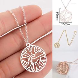 Pendant Necklaces Geometric Circles With Hollow Stripes Necklace Stainless Steel Girls Ladies Fashion Jewellery Christmas Gift 2 Colours