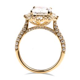 T GG AAA Gems Custom Made Luxury 7.5x10mm 3ct VVS Moissanite Diamond Real 14k Solid Gold Engagement Wedding Rings for Women