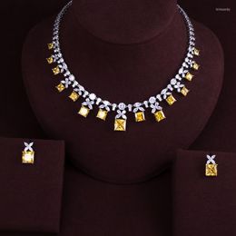 Necklace Earrings Set Fashion White Gold-color Exquisite Marquis Zirconia Wedding Party Gift Bridal For Women