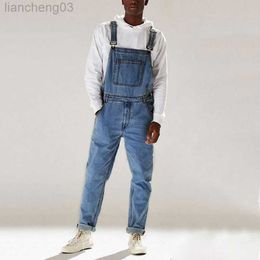 Men's Jeans Bib Overalls For Man Suspender Pants Men's Jeans Jumpsuits High Street Distressed Autumn Fashion Denim Male Plus Size S-3XL W0413